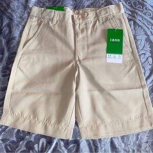 IZOD Boys Golf Beige Shorts Adjustable Waist UPF-15 Size 7 Regular NWT